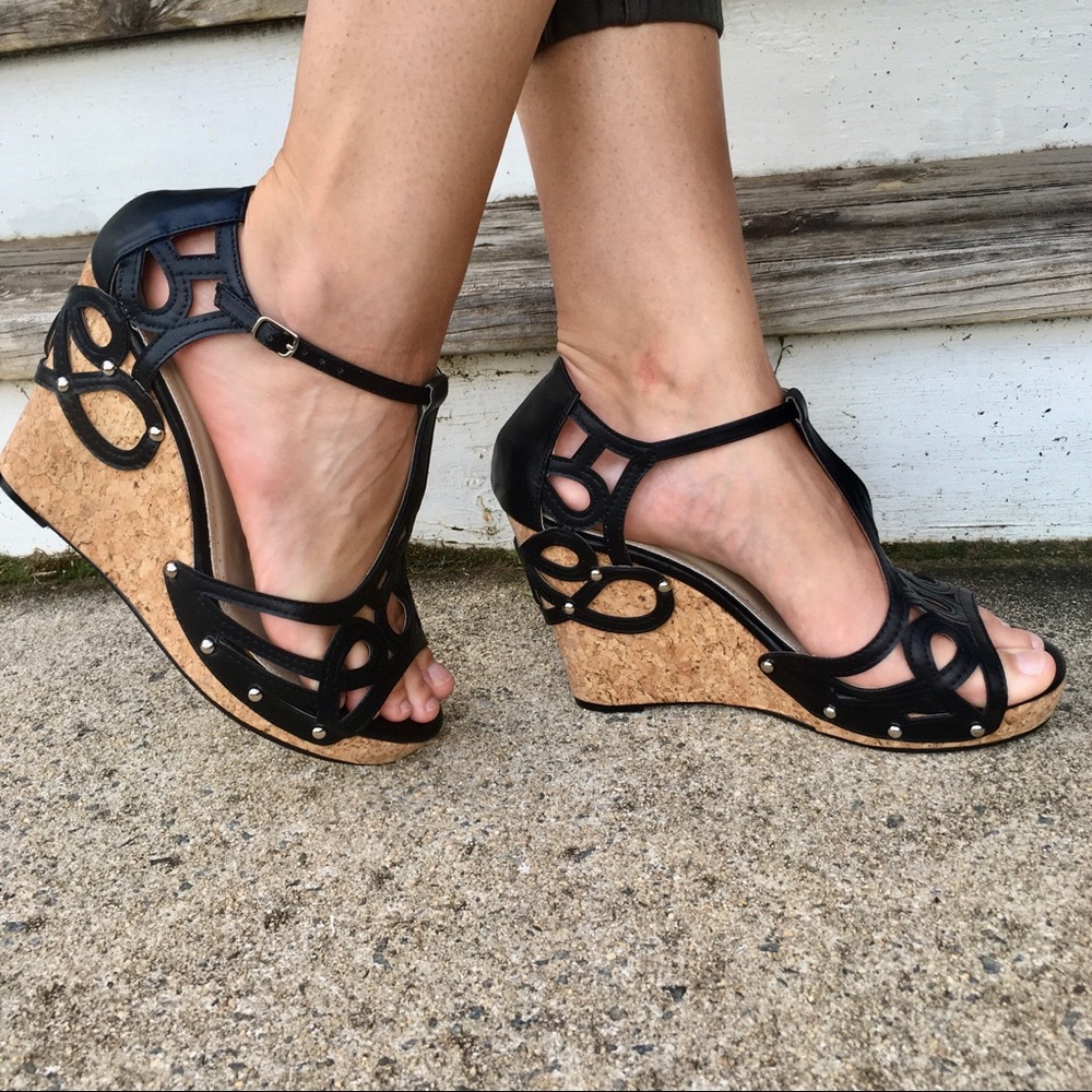 Monroe & Main Cork Sandal Wedges